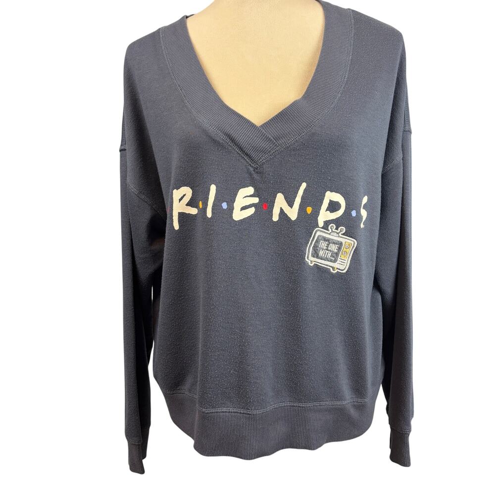 Friends Sweatshirt Sleepwear Top Longsleeve V-Neck Cozy Nostalgia Y2K Sitcom